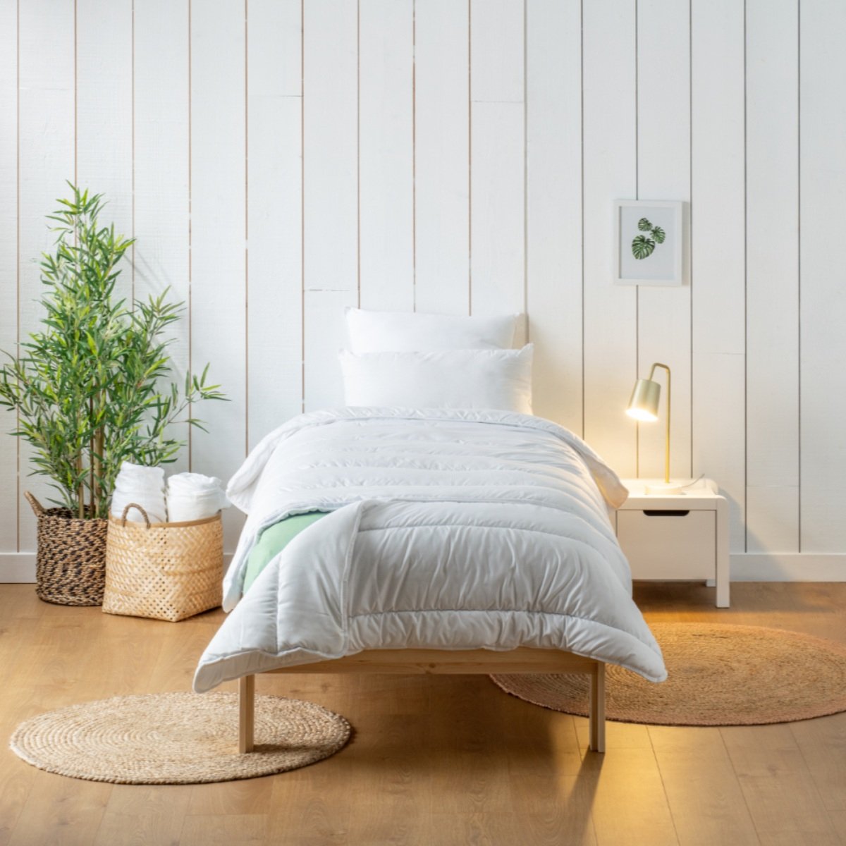 Couette enfant tempérée lit évolutif extensible LAVABLE à 95°C blanc, BLEU CALIN