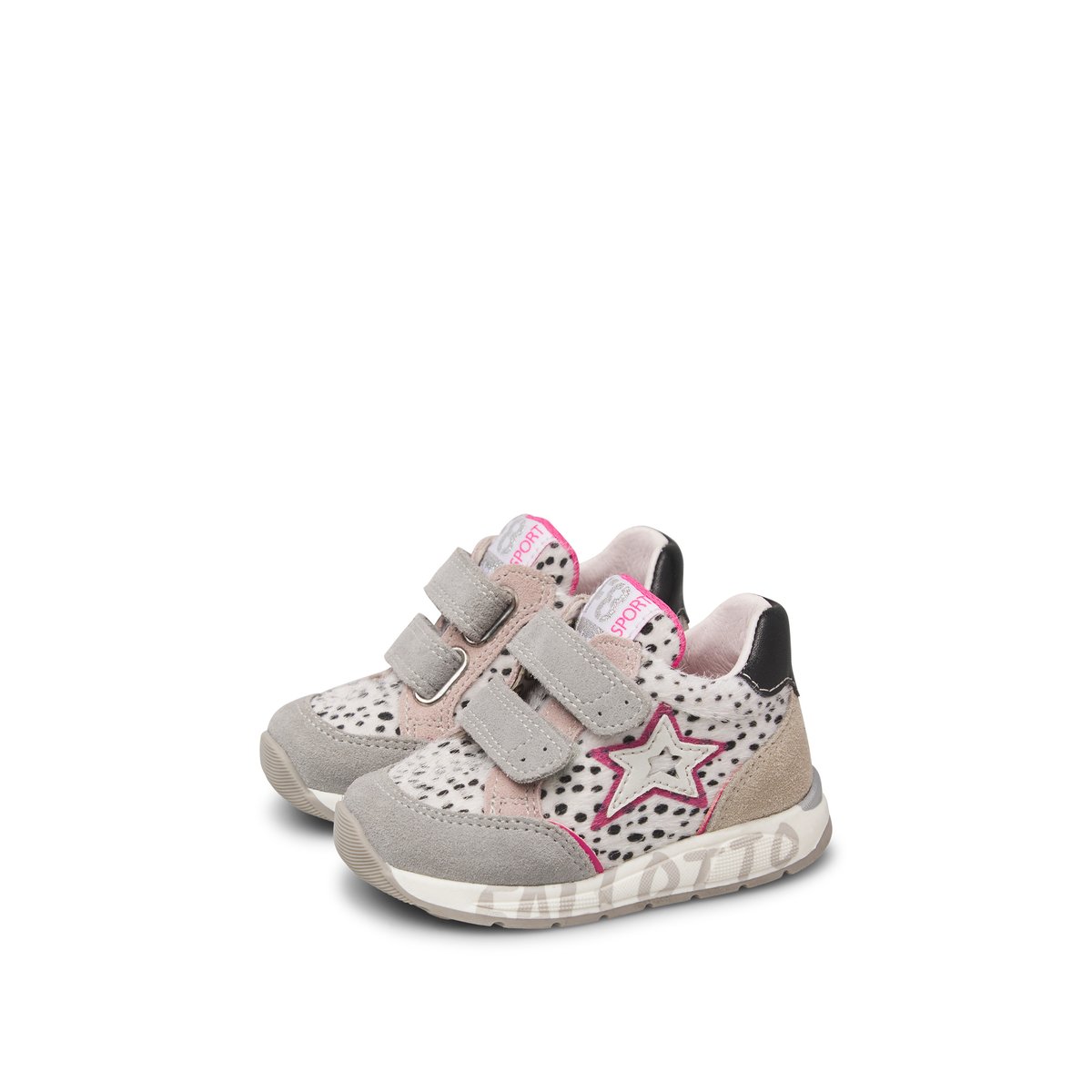 Baskets en cuir et suède NUPPI VL. blanc-gris-, FALCOTTO