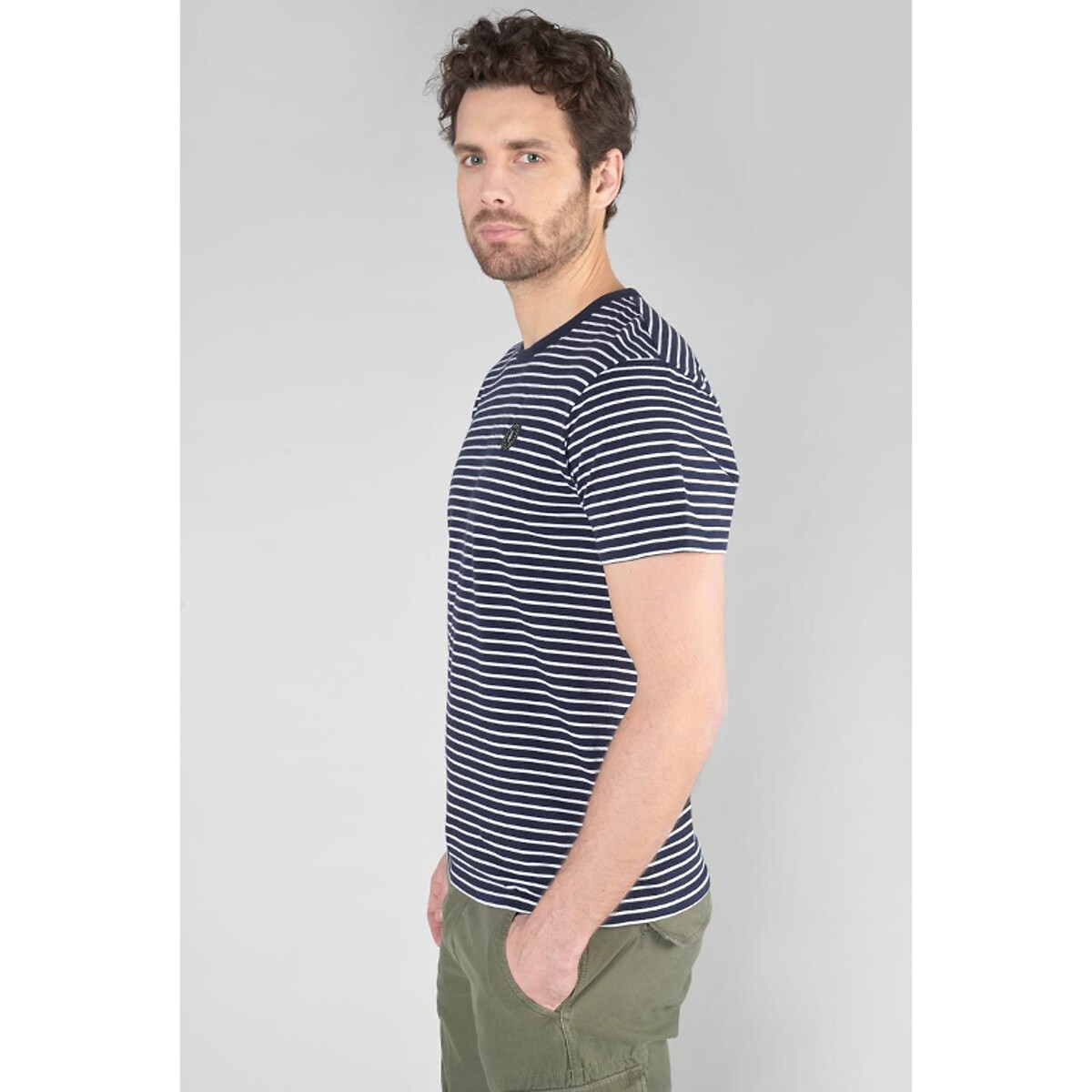 T shirt raye col rond en jersey raye bleu Lacoste La Redoute