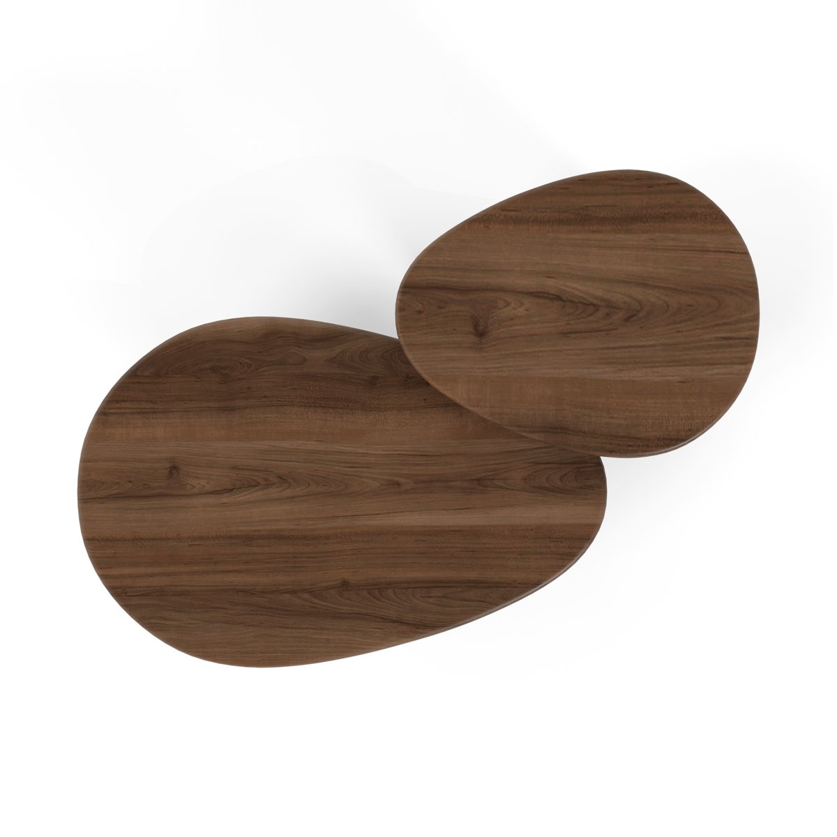 Lot de 2 tables basses gigognes en bois contreplaqué CEDRA noyer, SIA HOME