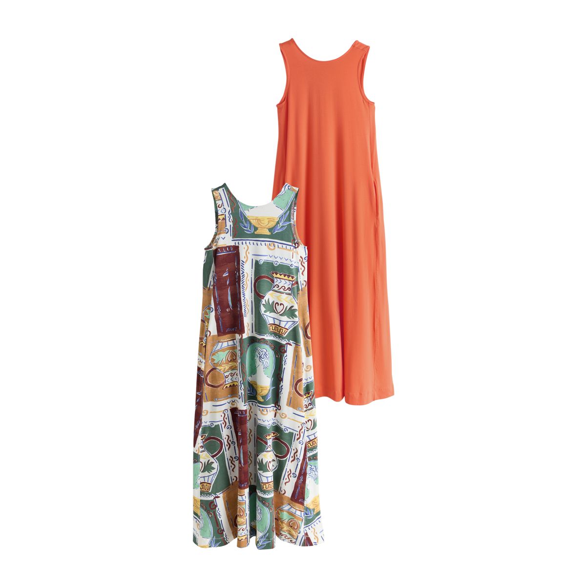 Robe longue en jersey avec dos dégagé orange/graphique, NEXT