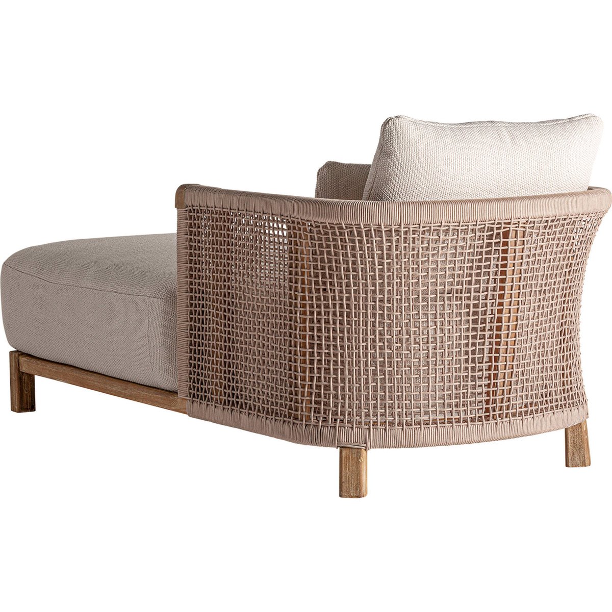 Chaise longue bohème S.TRENA en bois beige et bois brun, RECOLLECTION