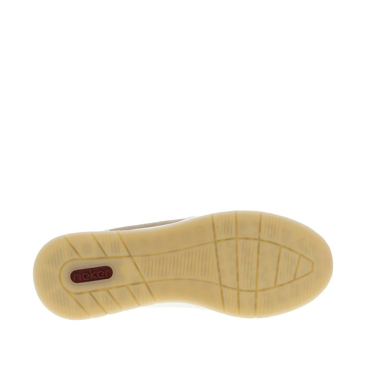 Baskets running écrues à talon plat et à lacets et zip latéral grainées écrues, RIEKER