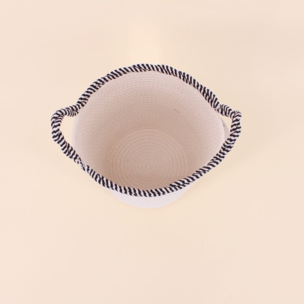 Set de 2 paniers ronds en corde de coton finition vague beige, ORNAMI