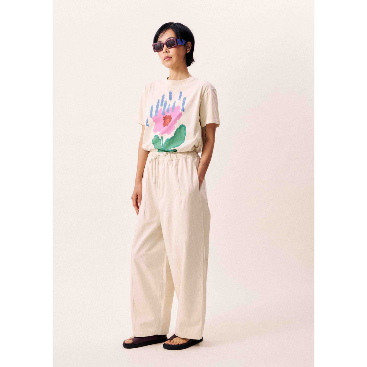 T-shirt en coton PISTIA beige crème, FRNCH