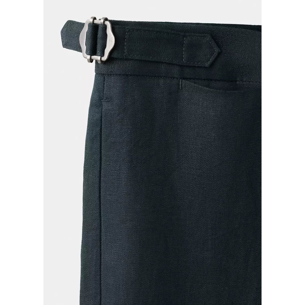 Pantalon 100 % lin à liens ajustables bleu marine, MANGO MAN