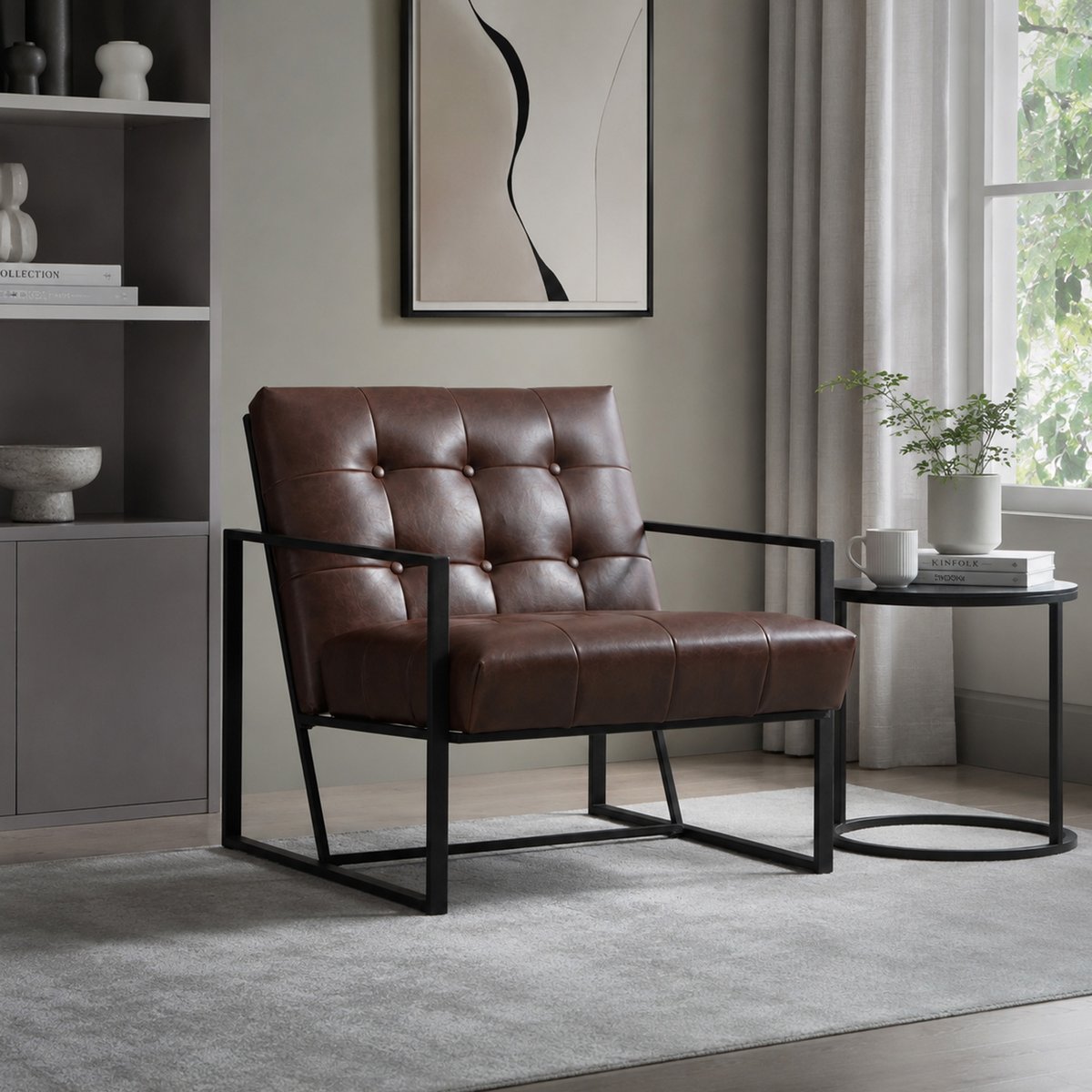 Accent Chair simili cuir Marron chocolat, HOMCOM