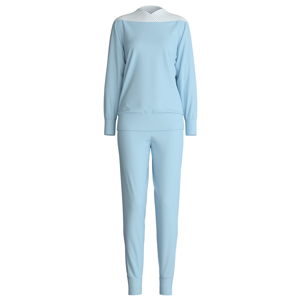 Pyjama avec bords élastiques manches longues Coton SOULMATE bleu cascade, CALIDA