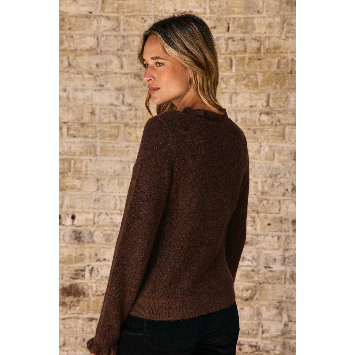 Gilet col rond uni MUDYA 16-marron, LA PETITE ETOILE