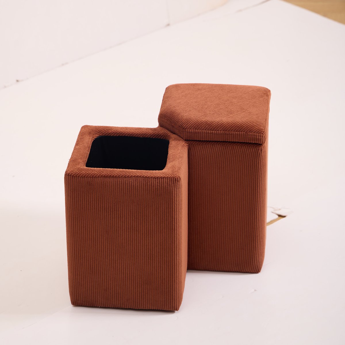 Pouf de salon, velours côtelé, DIPOLOG terracotta, NORDLYS
