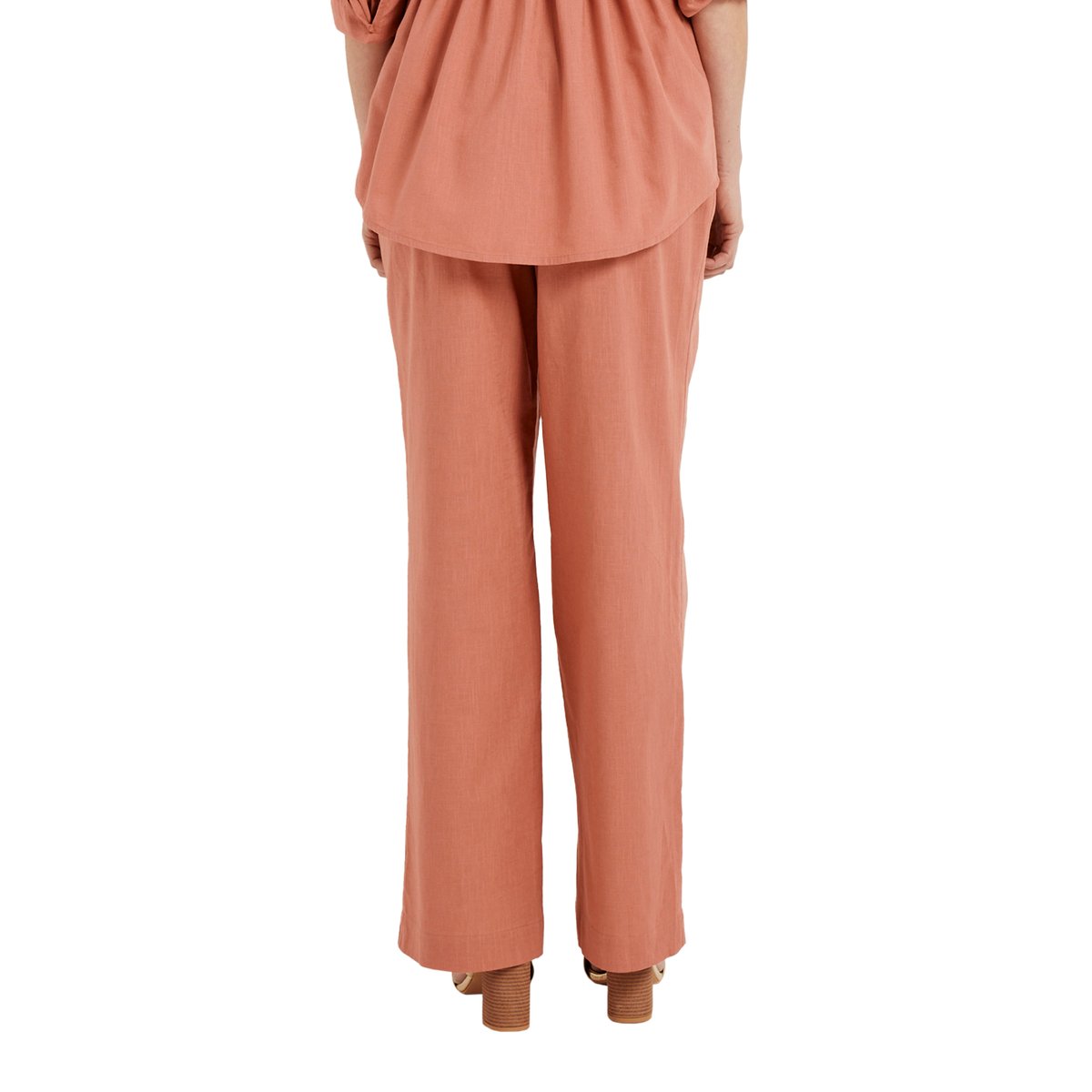 Pantalon large uni de grossesse effet lin tomette, VERTBAUDET