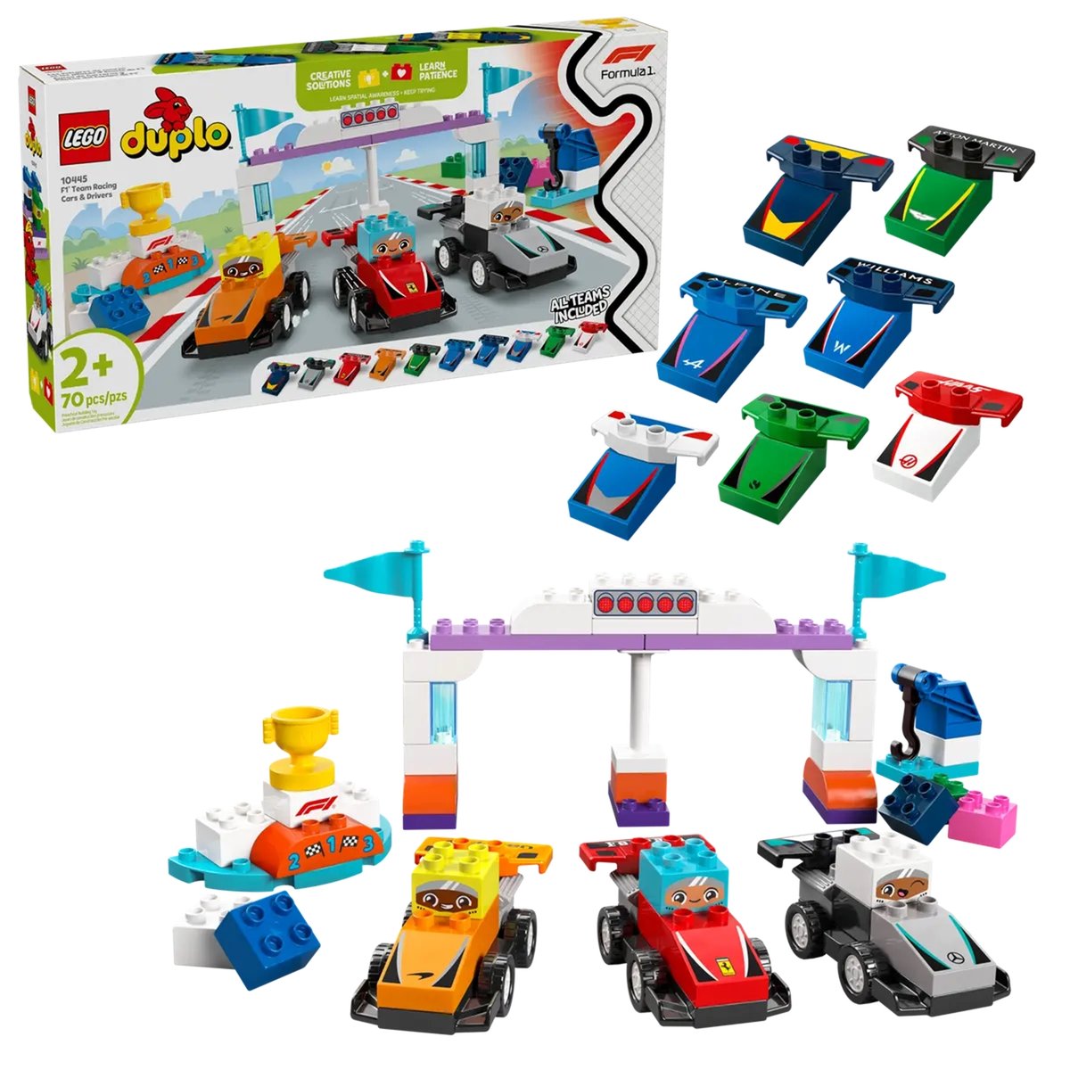 LEGO DUPLO - Set de Voitures de Course et Pilotes F1 - 10445 pour Enfants multicolore, LEGO