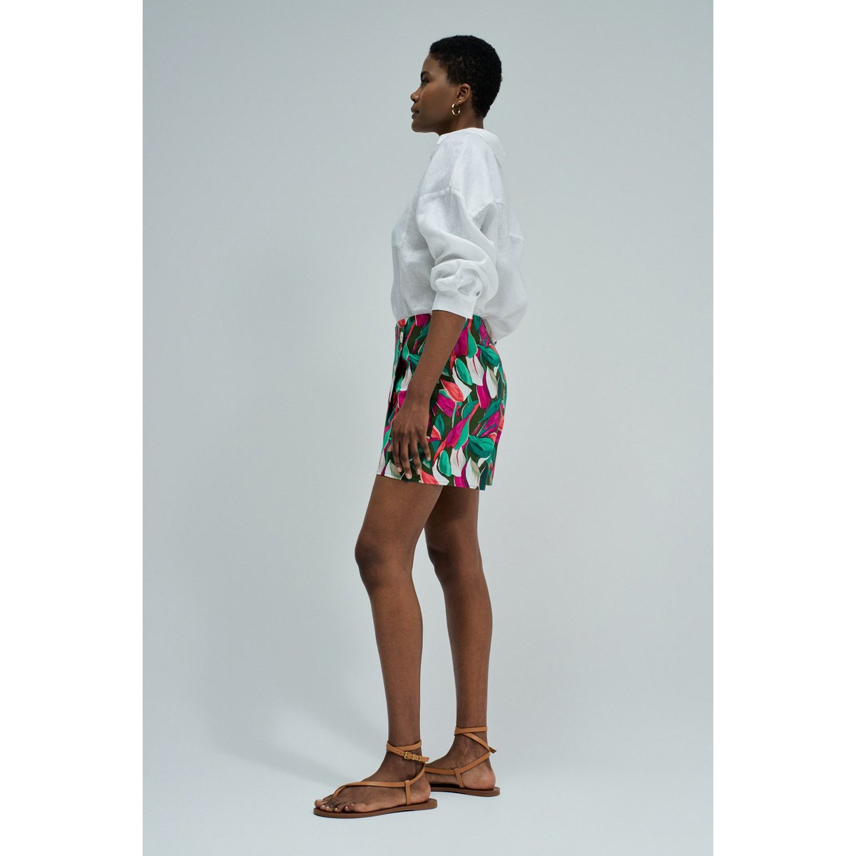 SKORT AVEC MOTIF ET LIN rose, SALSA JEANS