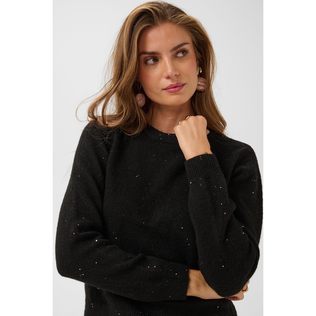 Pullover tricoté noir pitch black, CREAM