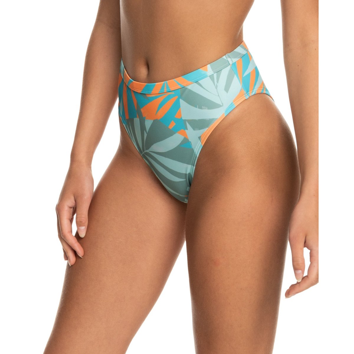 Bas de maillot de bain culotte bikini couvrance légère. bleu blue surf all palmed out, ROXY