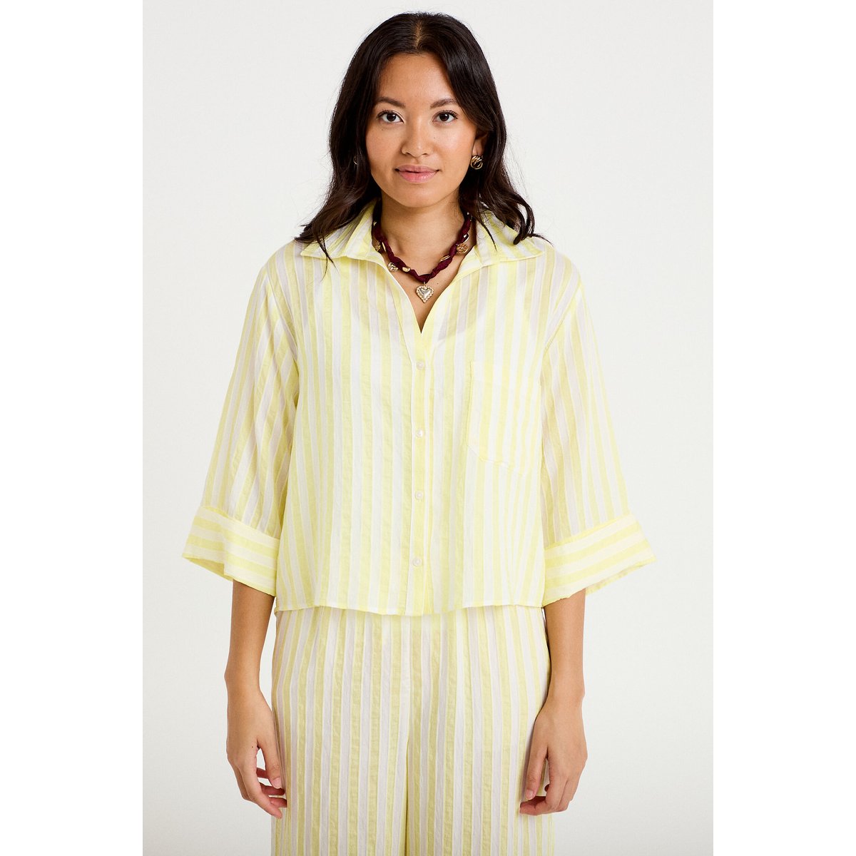 Blouse ample col tunisien manches 3/4 jaune, CACHE CACHE