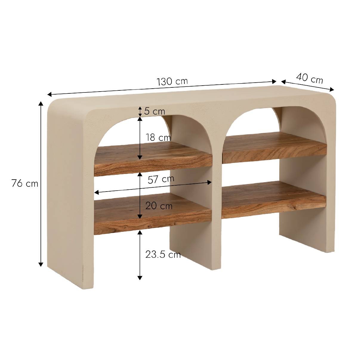 Console en bois effet béton DALVA blanc, MADE IN MEUBLES 