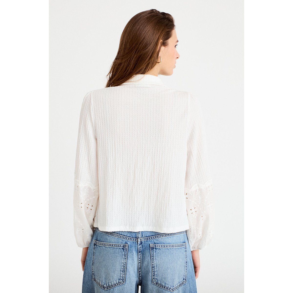 Blouse manches longues broderie ecru, CACHE CACHE