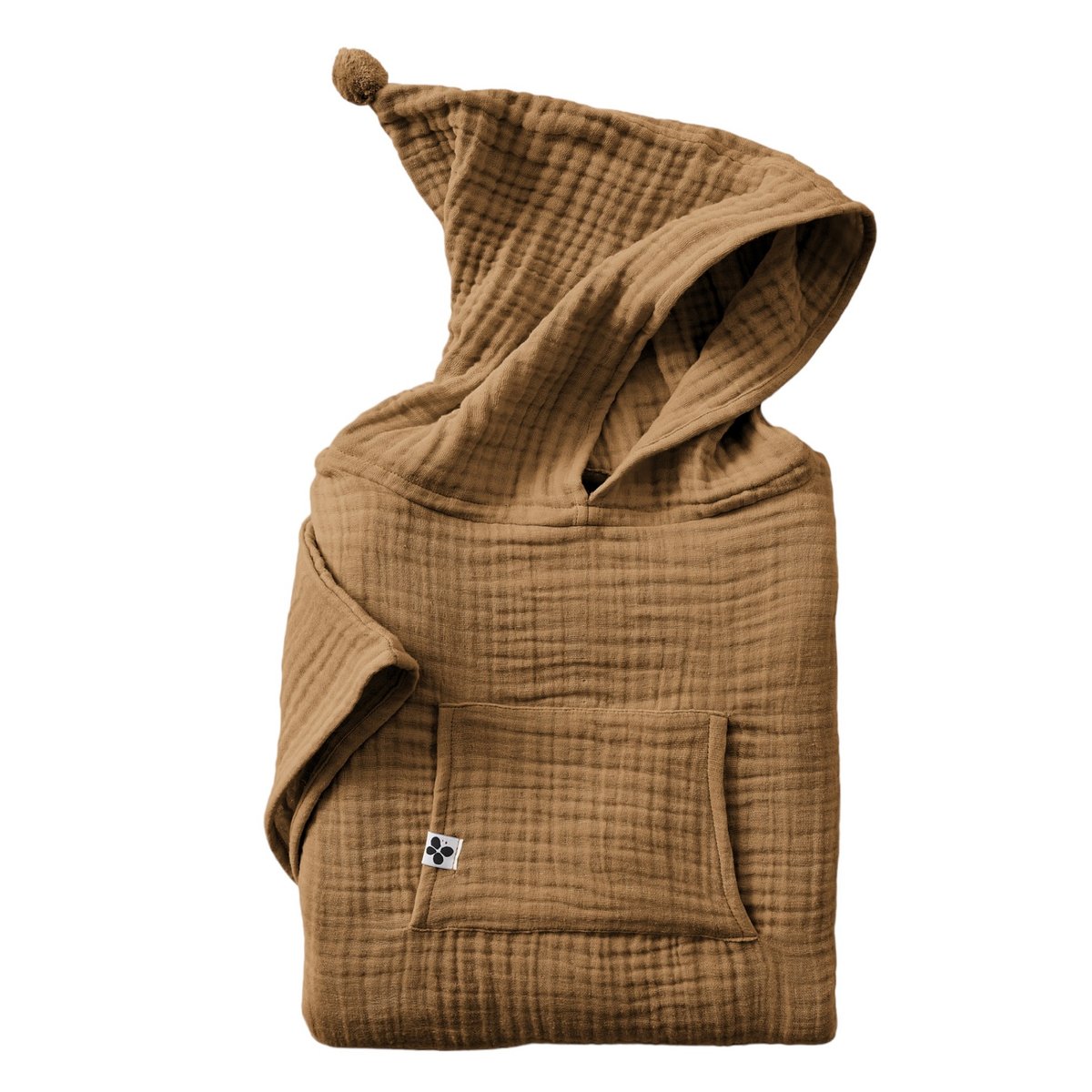 Petit poncho enfant mixte en gaze de coton Gaia camel, EDEN