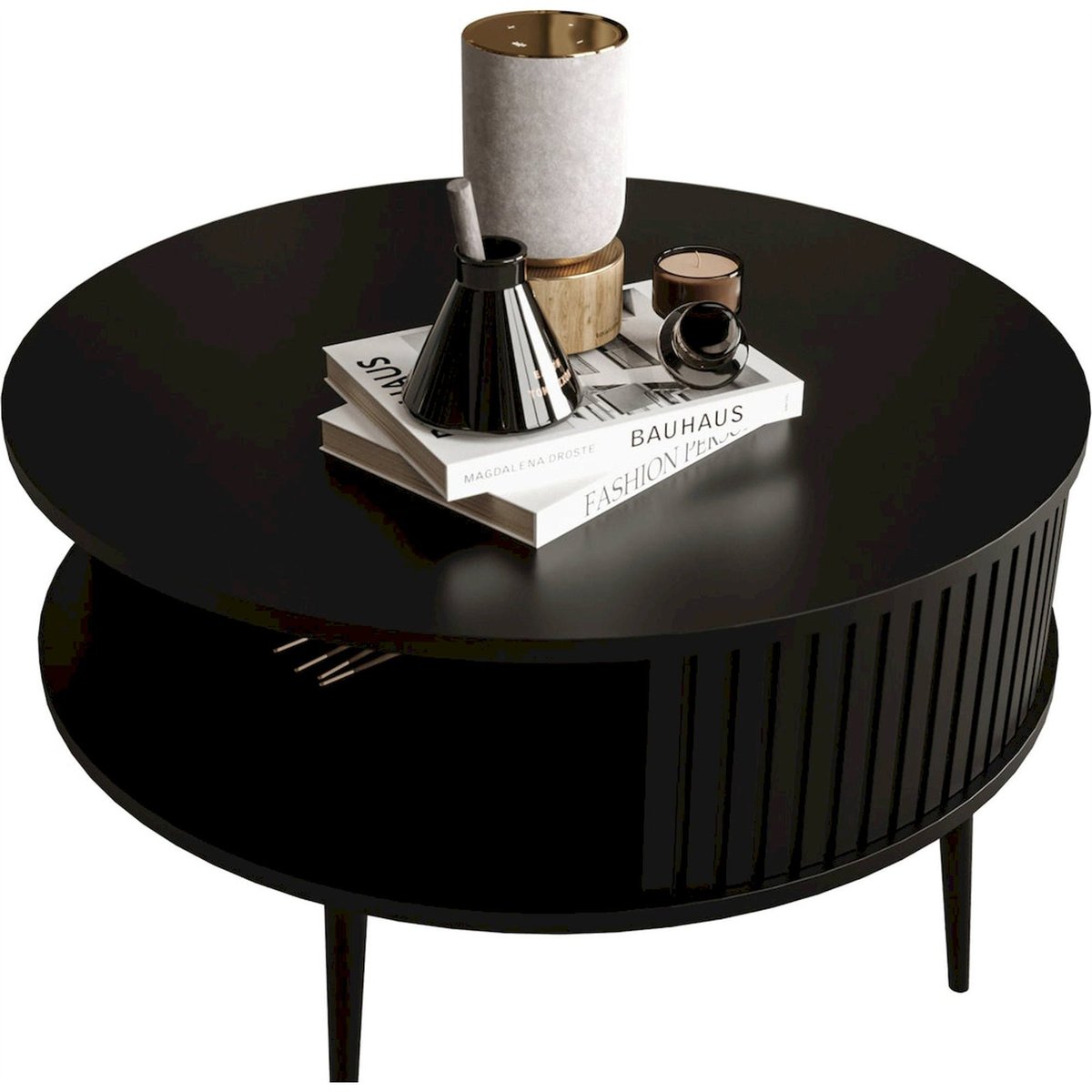 Table basse ronde collection PIVIANO noir mat, RECOLLECTION