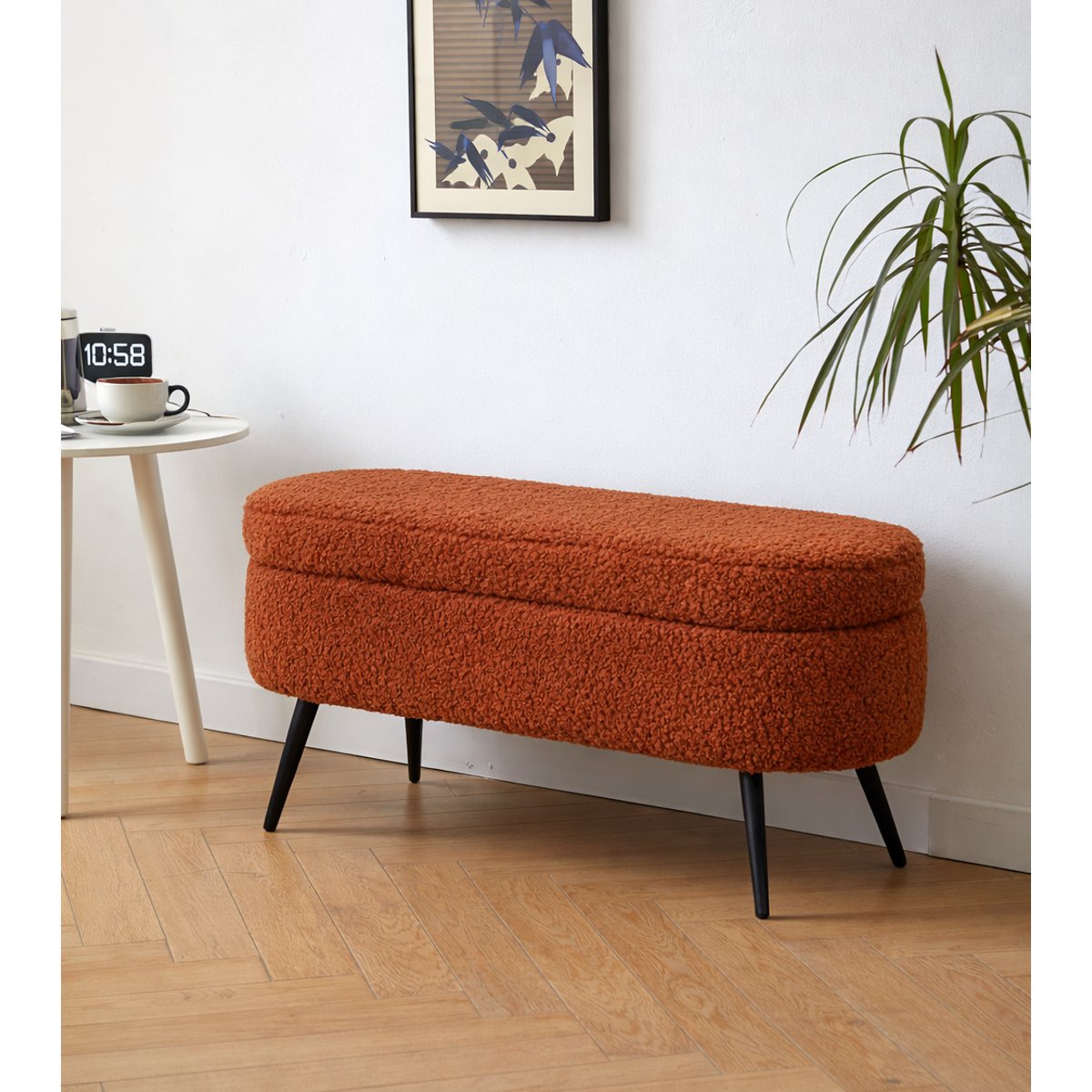 Banc avec rangement en bouclette, STOCKHOLM terracotta, NORDLYS