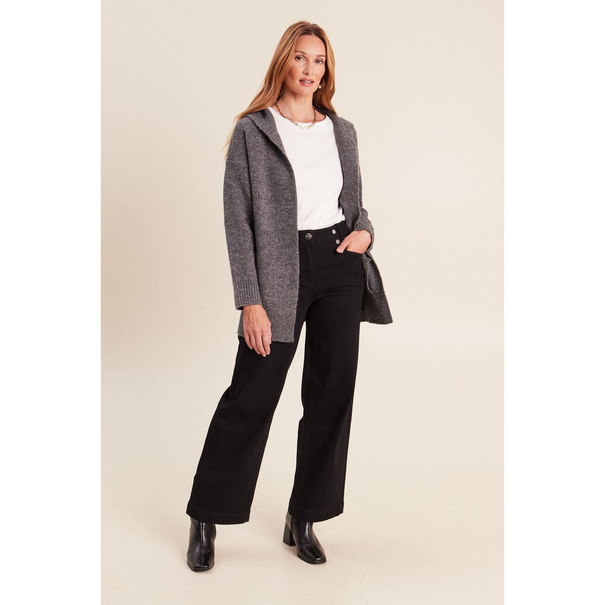 Gilet droit long gris foncé, BREAL