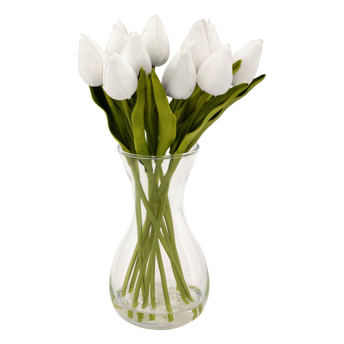 Composition tulipes avec vase HECTOR blanc, ATMOSPHERA