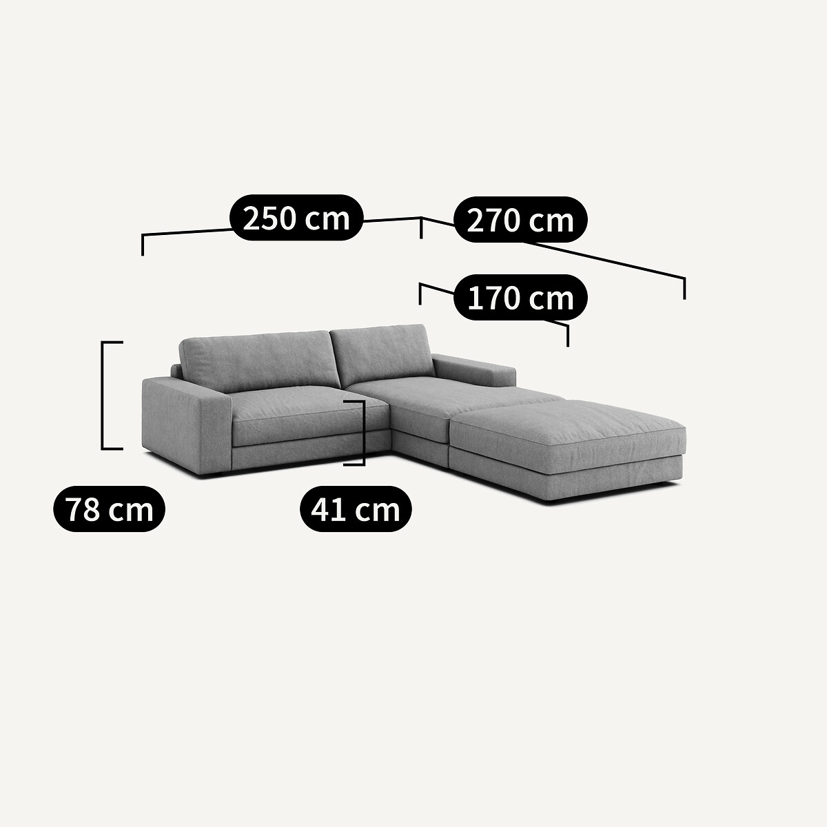 Canapé d'angle texturé en viscose et lin, Skander naturel, AM.PM