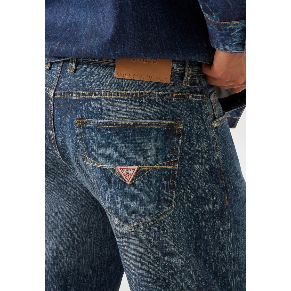 Jean Décontracté Imprimé bleu, GUESS