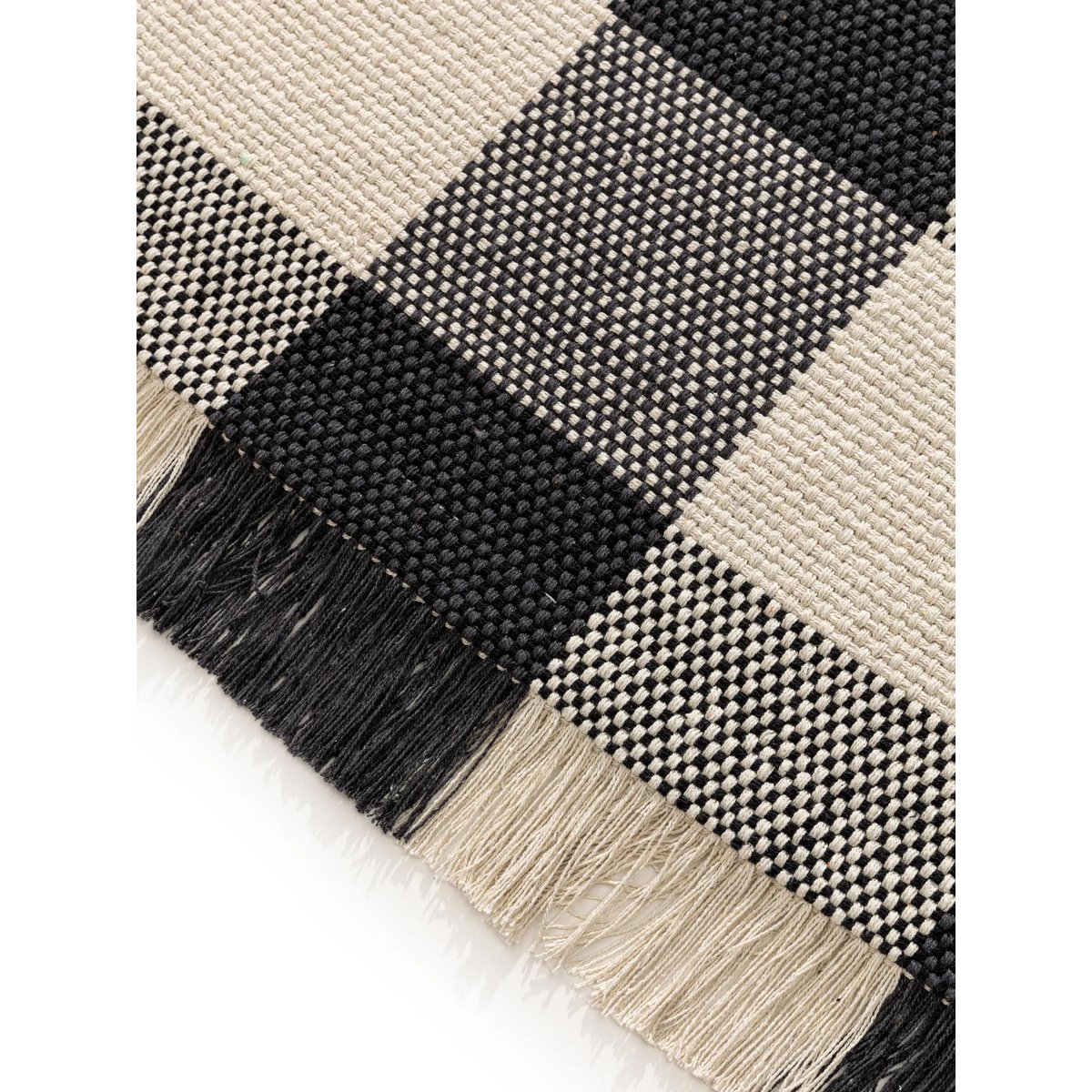 Tapis en coton tissé main LUCY noir/blanc, BENUTA 