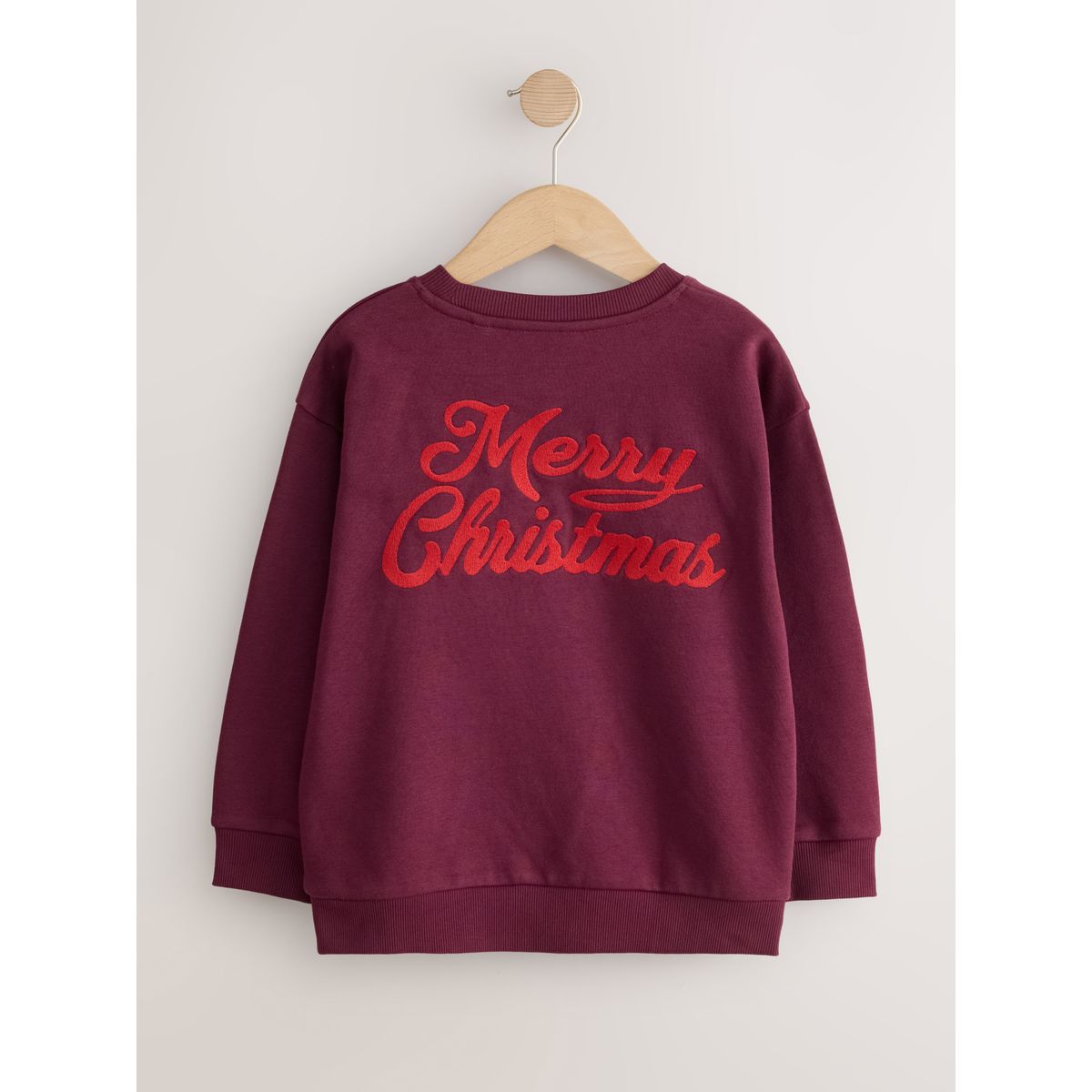 Sweat de noël à col ras du cou broderie rouge bordeaux, NEXT