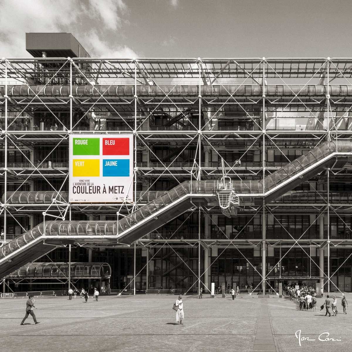 Tableau Mural Centre Pompidou 65x65 Cm ARCHITECTURE tableaux sur toile-gris, CEANOTHE
