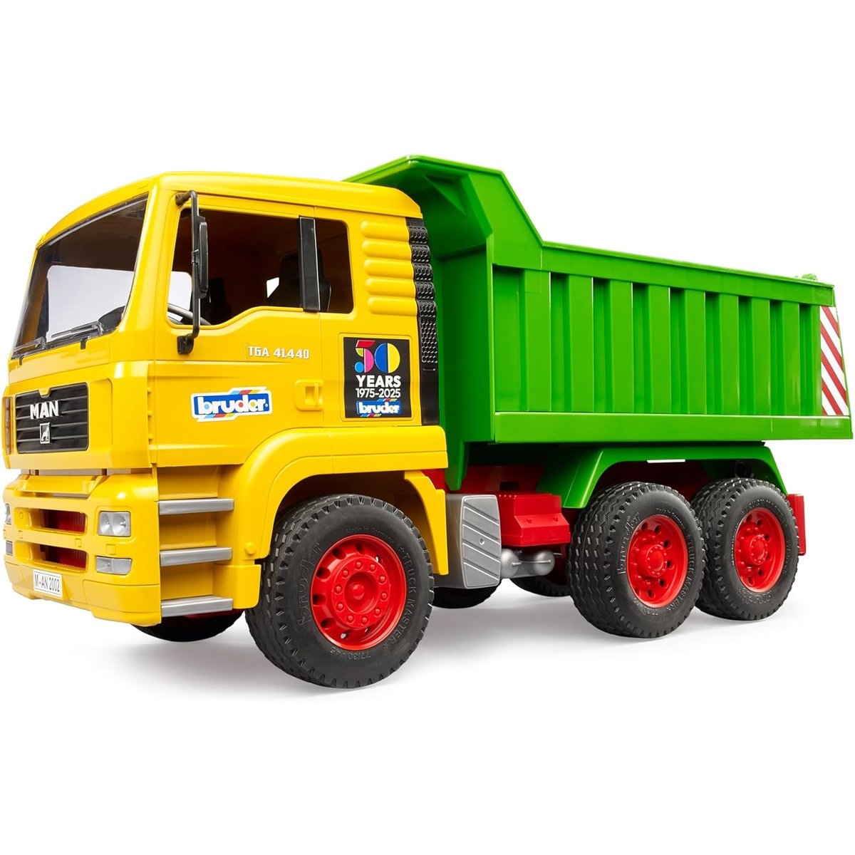 Édition spéciale 50 ans MAN TGA camion à benne basculante multicolore, BRUDER