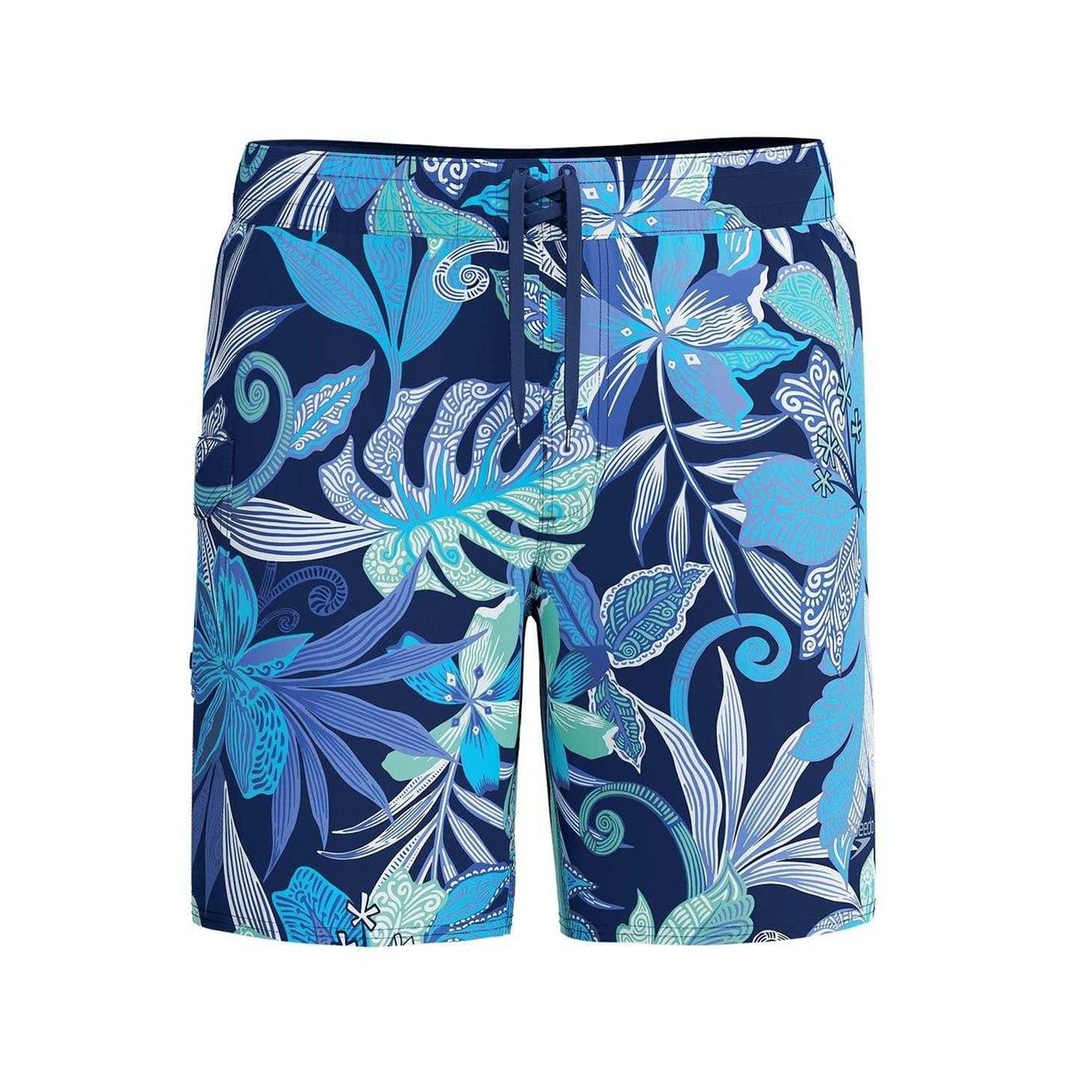 Boardshort à taille élastiquée motif/style floral bleu, SPEEDO