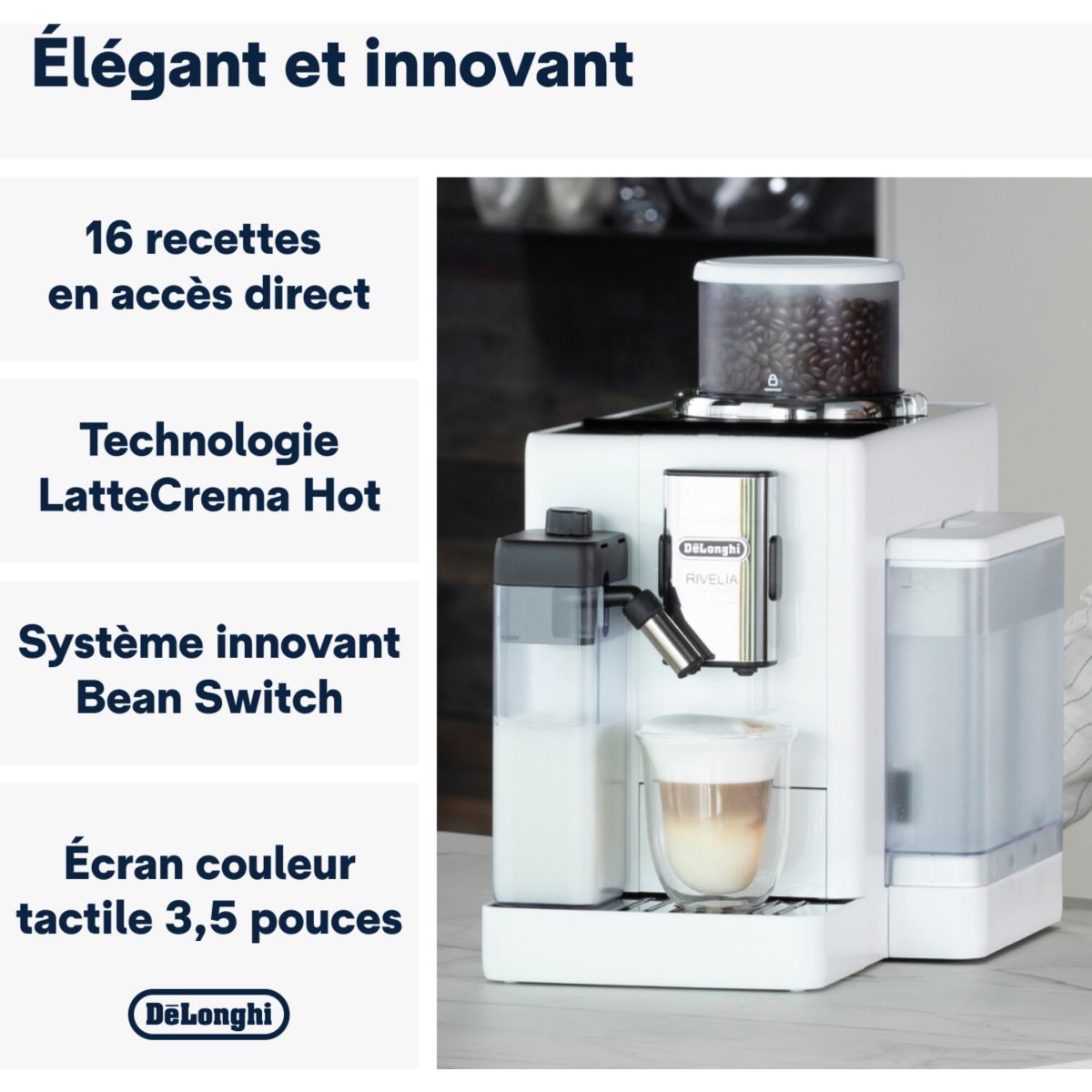 Expresso Broyeur FEB4455.W Rivelia Latte Blanche couleur unique, DELONGHI