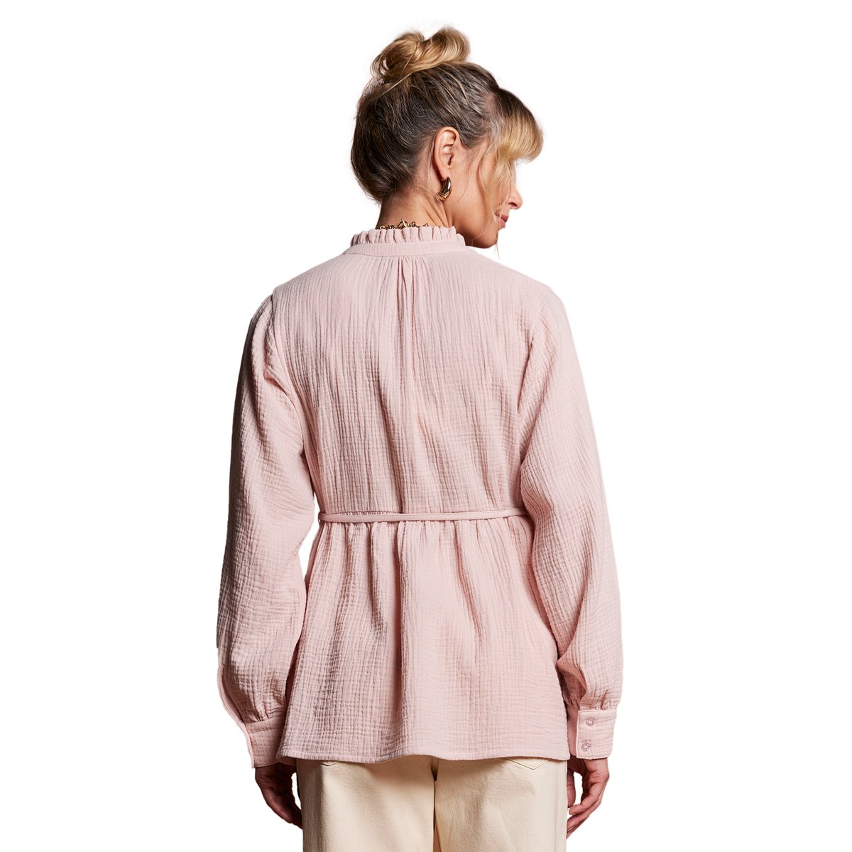 Blouse en gaze de coton grossesse et allaitement blush, ENVIE DE FRAISE