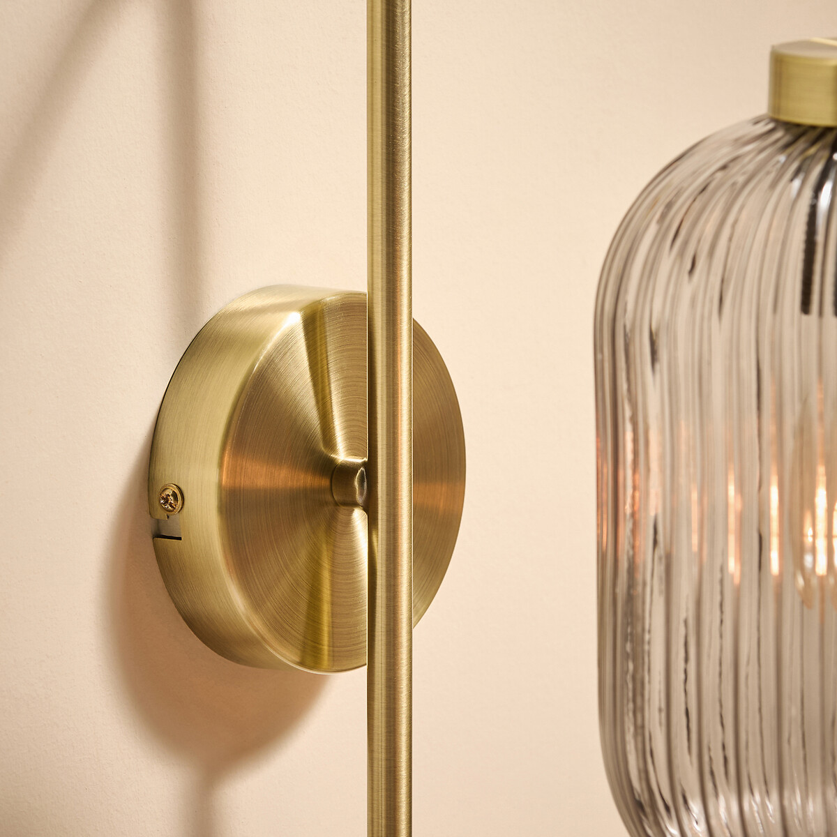 MADE.COM Briz Ribbed Glass Wall Light smoke grey, MADE