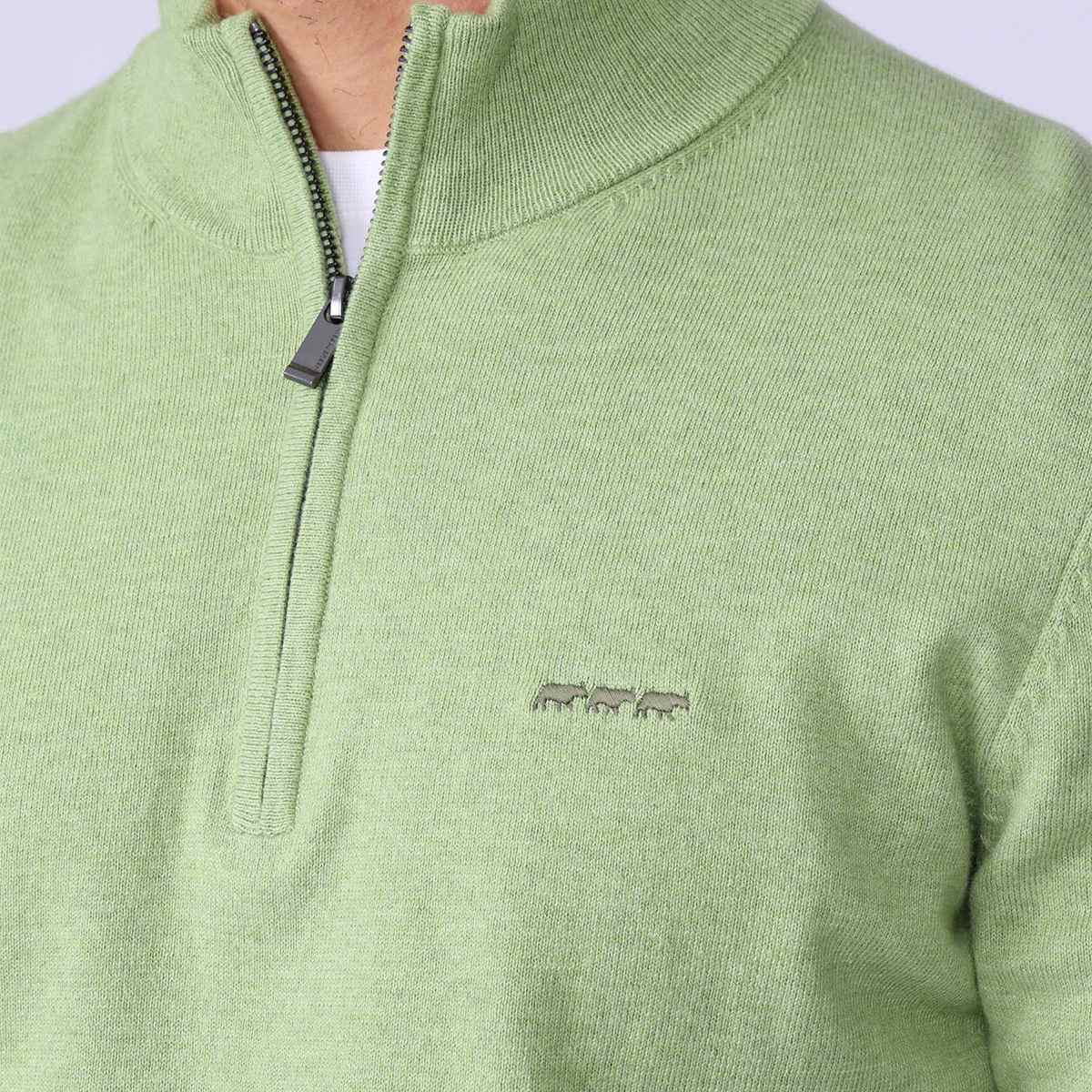 Pull col camionneur vert clair, MISE AU GREEN