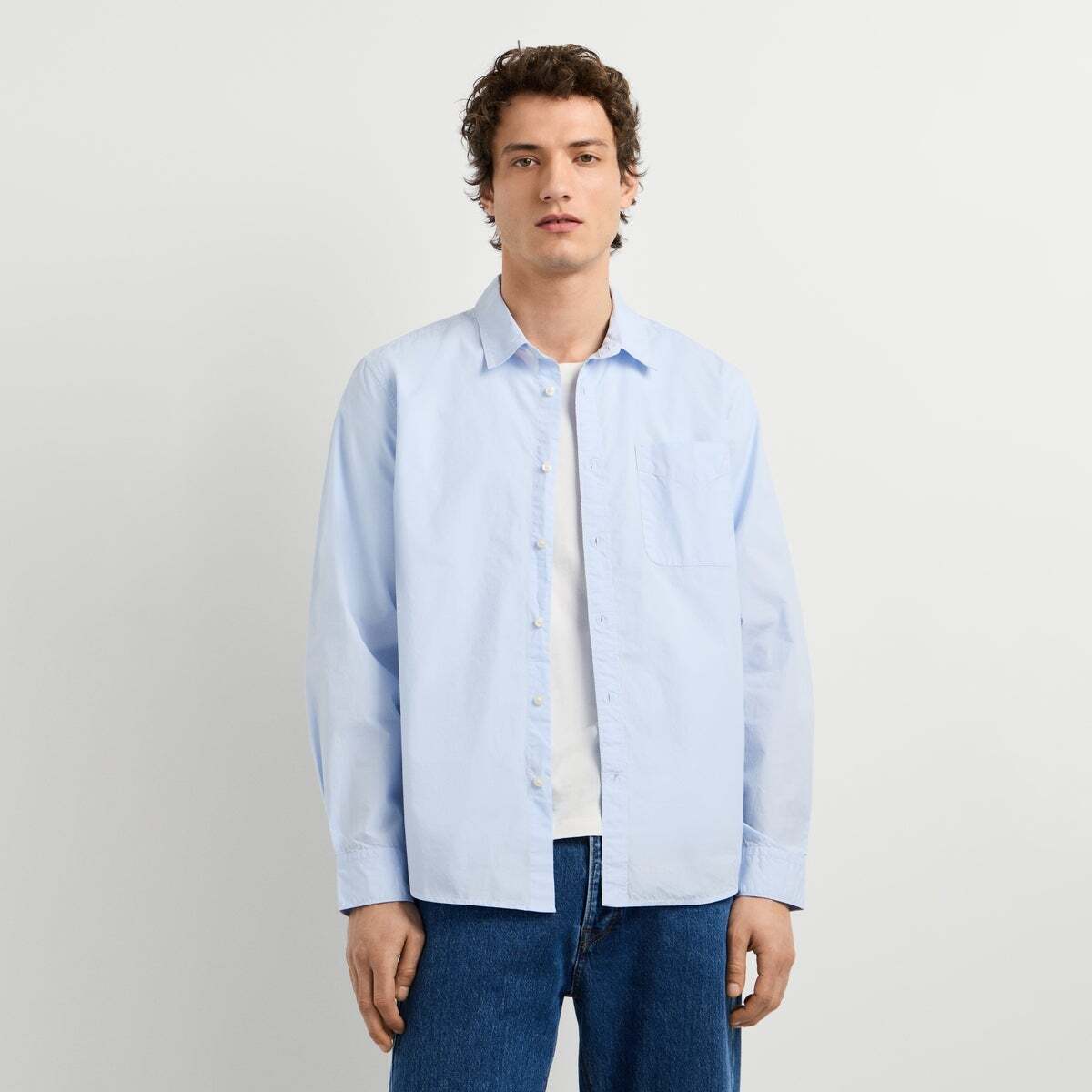 Chemise Coupe Regular En Popeline bleu javel, PEPE JEANS