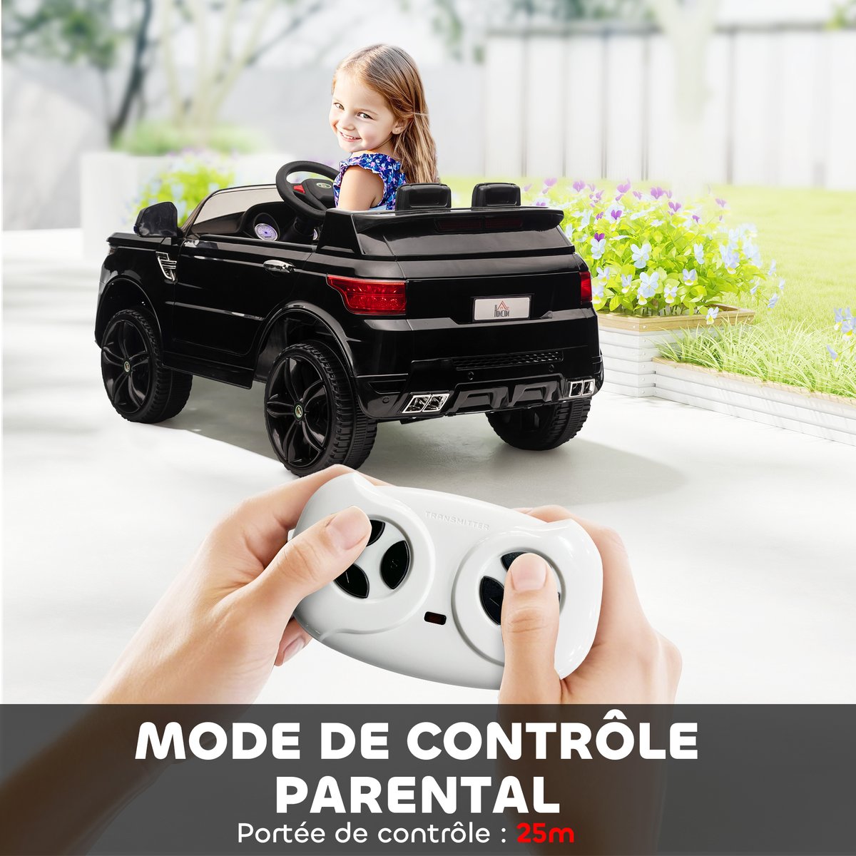 Voiture électrique à conducteur assis PP Noir noir, HOMCOM