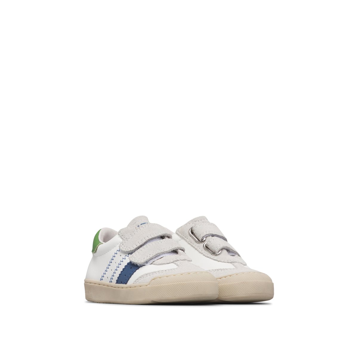 Sneakers en cuir et en daim RIBY VL. blanc-bleu clair-vert, NATURINO