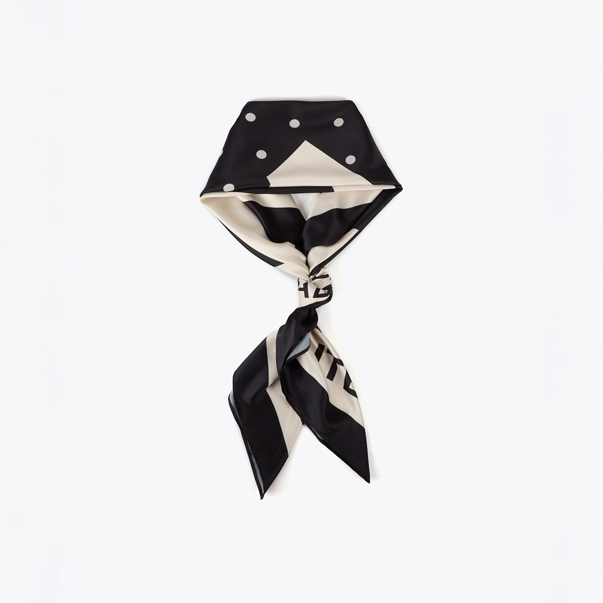 Foulard carré en satin à pois noir, LOLA CASADEMUNT