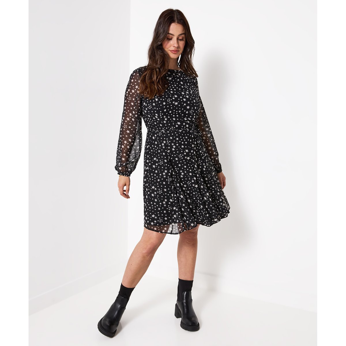 Robe Courte à Ourlet Évasé Astrid noir, JOE BROWNS