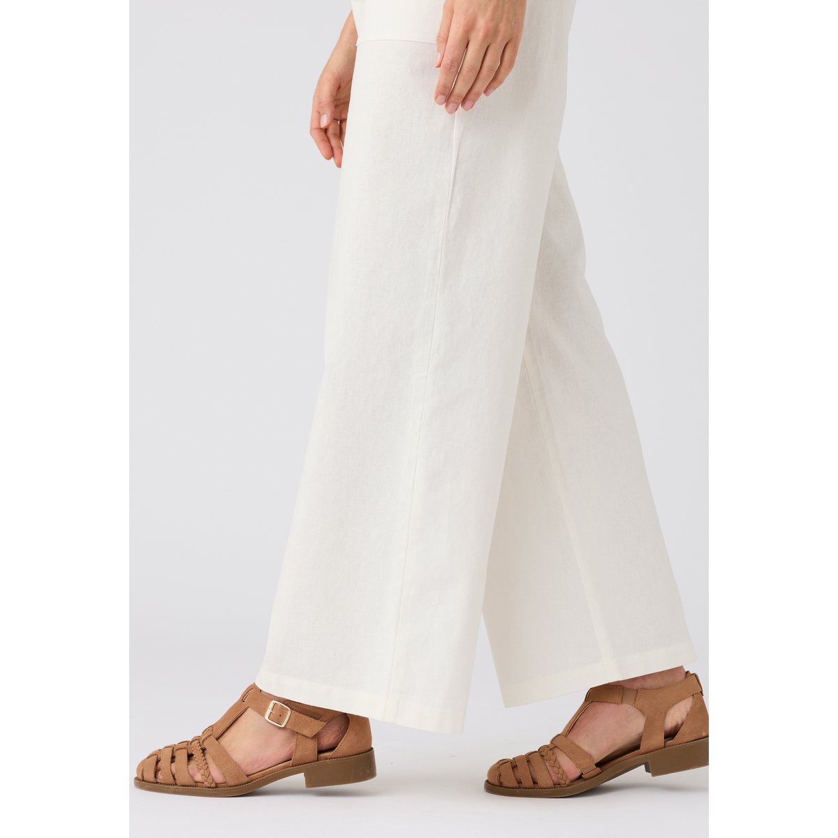 Pantalon mélange lin et coton blanc, DAMART