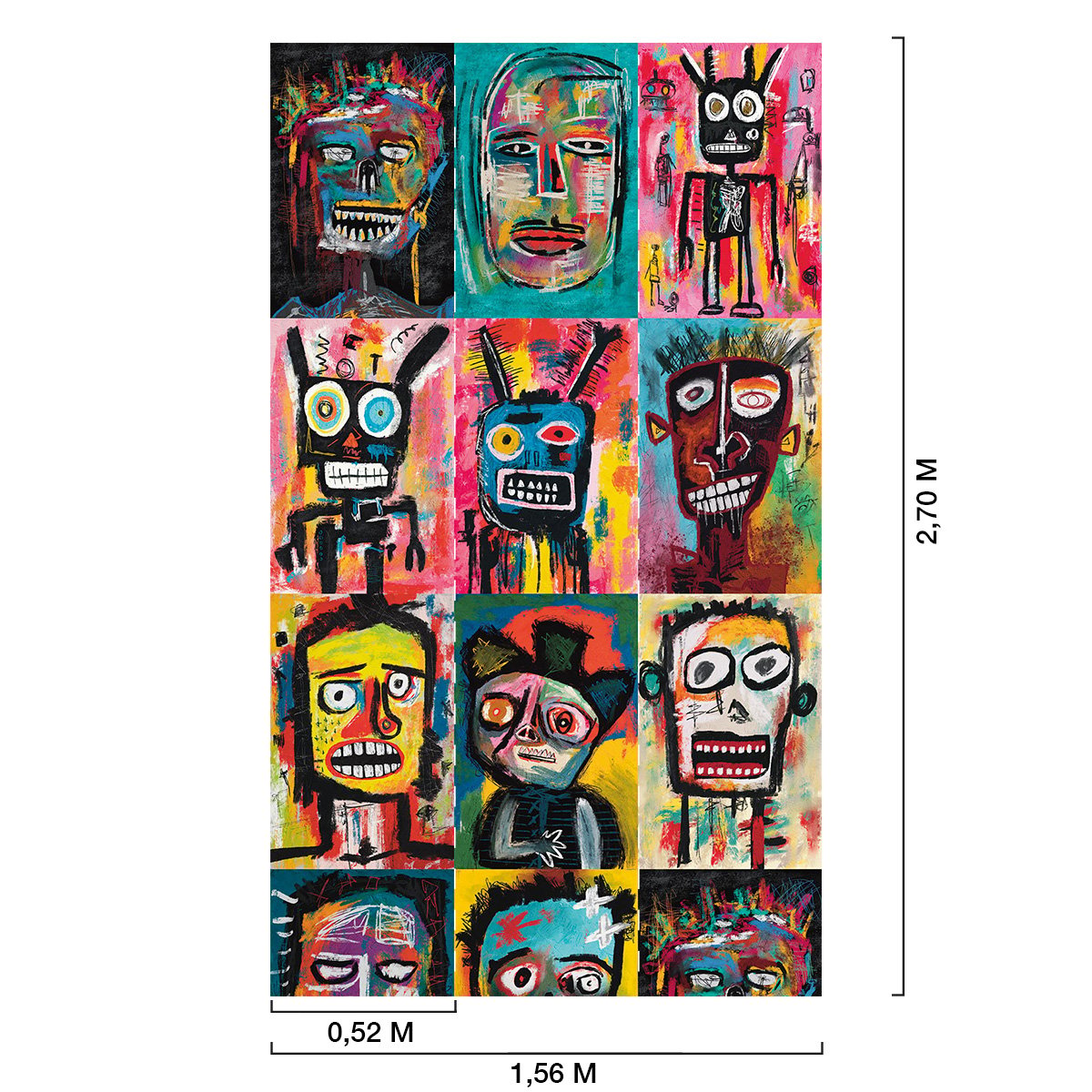 Papier peint, celebration basquiat multicolore, HEXOA
