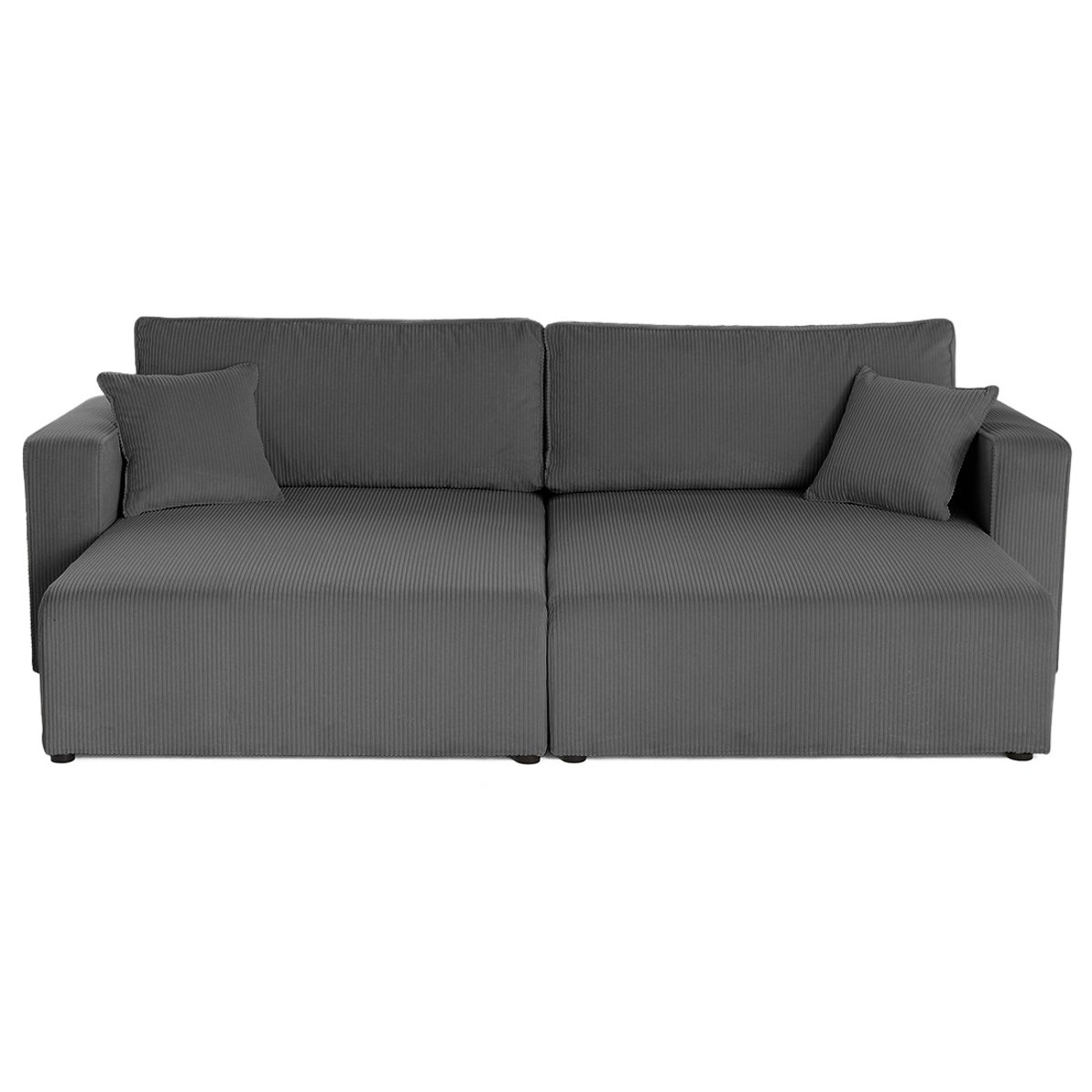Topaze - Canapé droit 4 places avec double méridienne - assise profonde - en velours côtelé gris, BEST MOBILIER