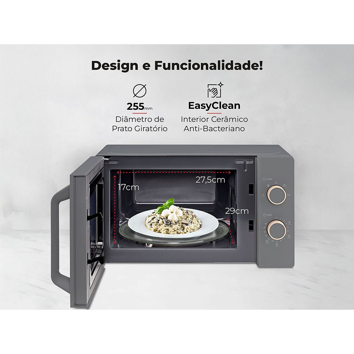 Micro-Ondas 20L, FLAMA cinzento, FLAMA