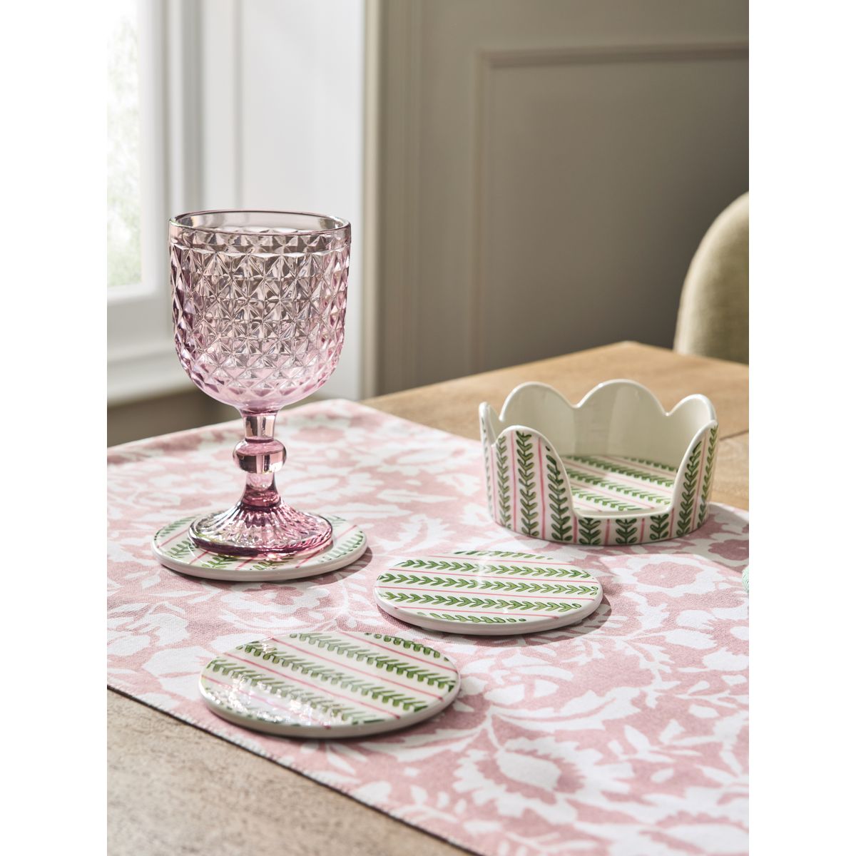 Sous-verre en céramique à motif, lot de 4 vert, NEXT