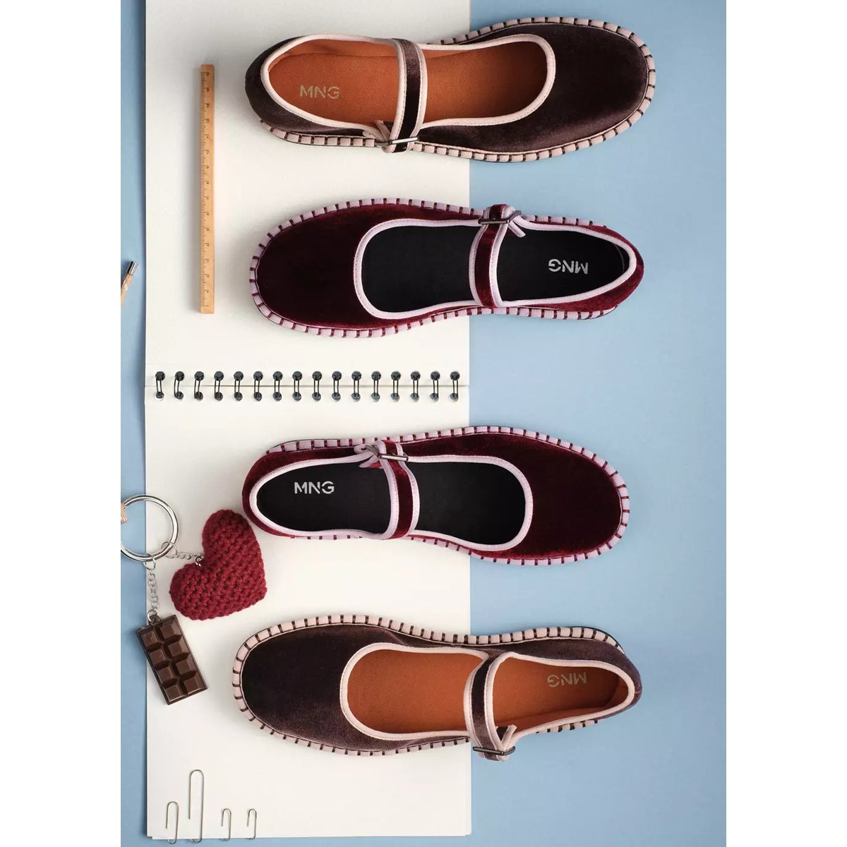 Ballerines velours bordeaux, MANGO KIDS