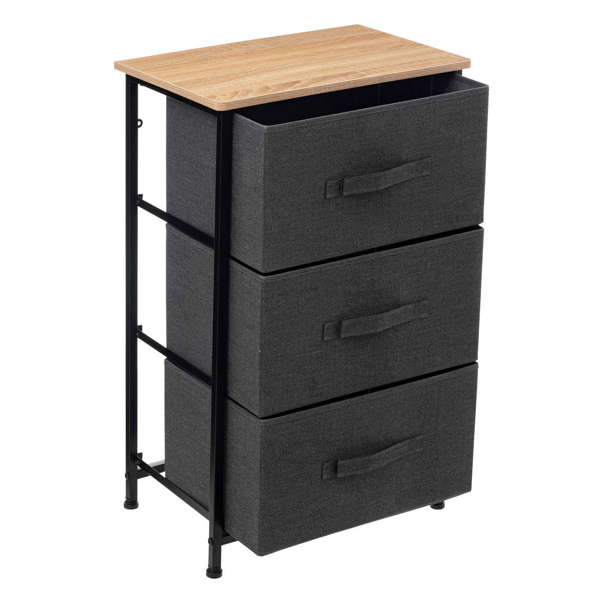 Meuble de rangement 3 tiroirs en acier et bois TISSA gris foncé, 5FIVE SIMPLY SMART